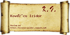 Kovács Izidor névjegykártya