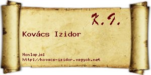 Kovács Izidor névjegykártya